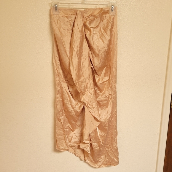 Free People Nightcap Gold Silk Waterfall Skirt - Picture 2 of 4
